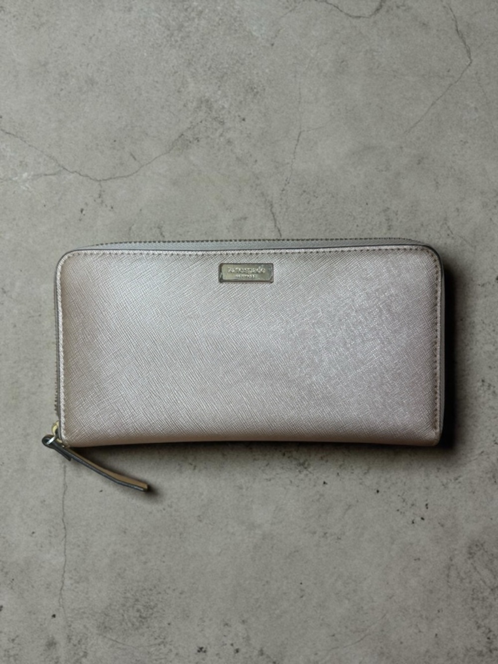 Kate Spade Metallic Blush Zip-Around Wallet